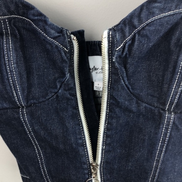 NEW Taylor Hill by Joe’s Jeans Maddix Denim Bustier Front Zip Size S Cropped Top - Picture 6 of 14